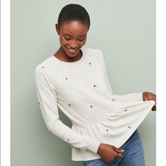 Anthropologie Tops - T.La Anthropologie Rosebud Peplum Sweatshirt